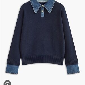 Commense Navy Sweater with Denim Accents